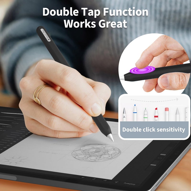 AKSHFETH Ultra Thin Protective Pencil Cover for Apple Pencil Pro &Apple Pencil 2nd Gen Silicone Case Sleeve Compatible with Apple Pencil Pro (Black) - Image 5